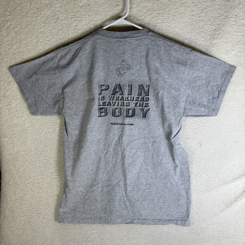 Vintage Marines Shirt Mens Large Gray USA Made Graphic Tee Single Stitch 90s